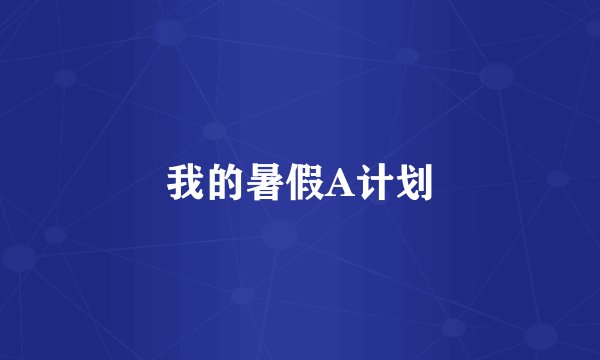 我的暑假A计划