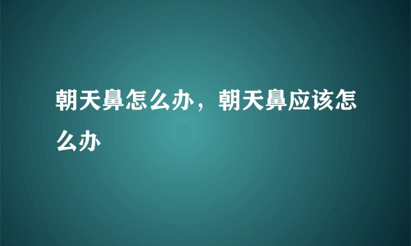 朝天鼻怎么办，朝天鼻应该怎么办
