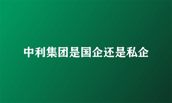 中利集团是国企还是私企
