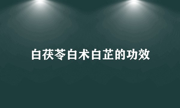 白茯苓白术白芷的功效
