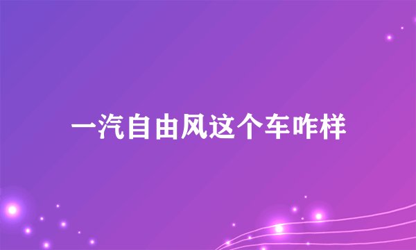 一汽自由风这个车咋样