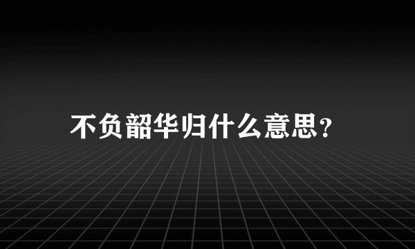 不负韶华归什么意思？
