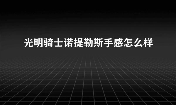 光明骑士诺提勒斯手感怎么样