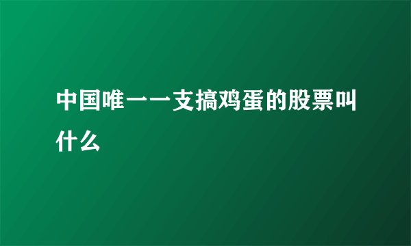中国唯一一支搞鸡蛋的股票叫什么