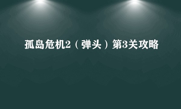 孤岛危机2(弹头)第3关攻略