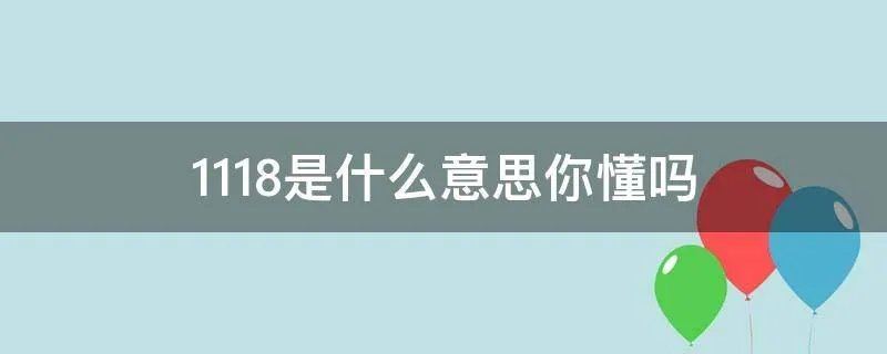 1118是什么意思你懂吗
