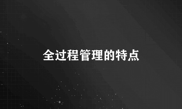 全过程管理的特点