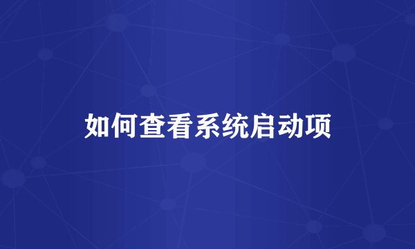 如何查看系统启动项