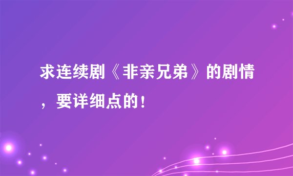 求连续剧《非亲兄弟》的剧情，要详细点的！