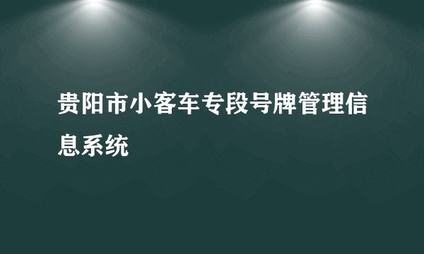 贵阳市小客车专段号牌管理信息系统