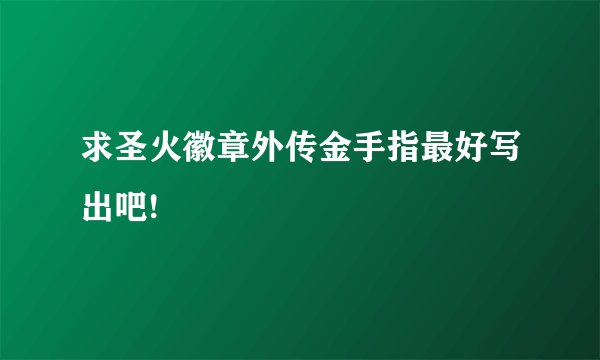 求圣火徽章外传金手指最好写出吧!