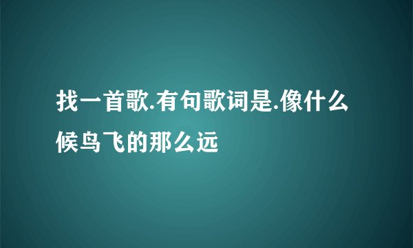 找一首歌.有句歌词是.像什么候鸟飞的那么远