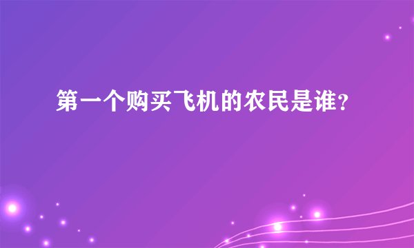 第一个购买飞机的农民是谁？