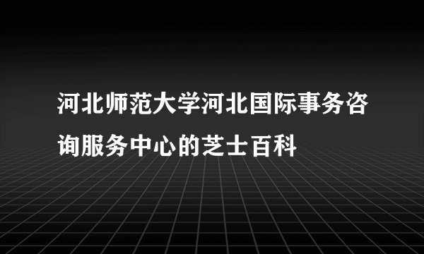 河北师范大学河北国际事务咨询服务中心的芝士百科