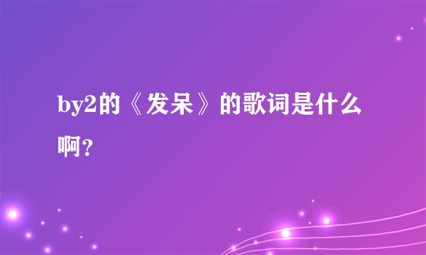 by2的《发呆》的歌词是什么啊？