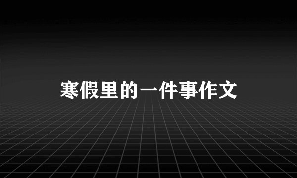 寒假里的一件事作文