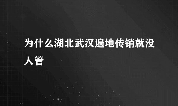 为什么湖北武汉遍地传销就没人管