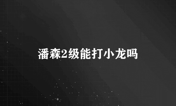 潘森2级能打小龙吗