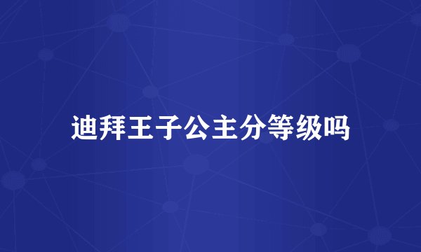 迪拜王子公主分等级吗