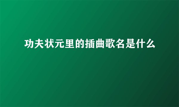 功夫状元里的插曲歌名是什么
