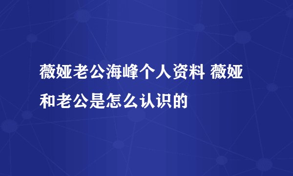 薇娅老公海峰个人资料 薇娅和老公是怎么认识的
