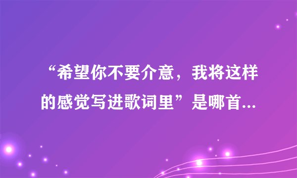 “希望你不要介意，我将这样的感觉写进歌词里”是哪首歌的歌词？