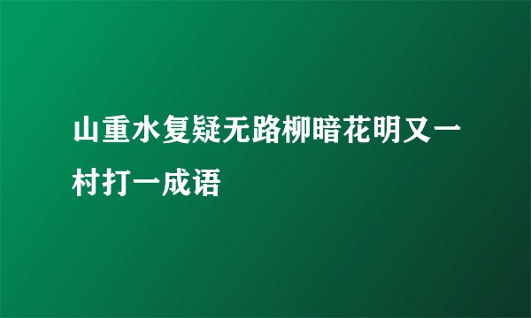 山重水复疑无路柳暗花明又一村打一成语