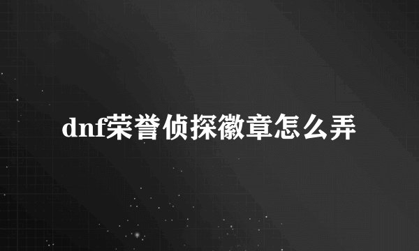 dnf荣誉侦探徽章怎么弄