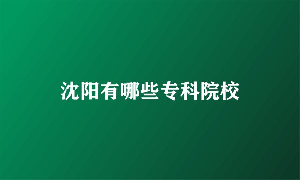 沈阳有哪些专科院校