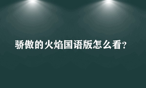 骄傲的火焰国语版怎么看？