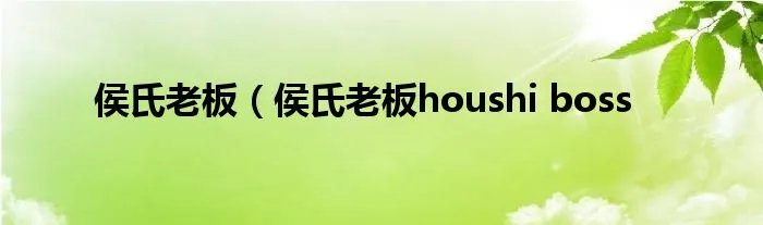 侯氏老板（侯氏老板houshi boss