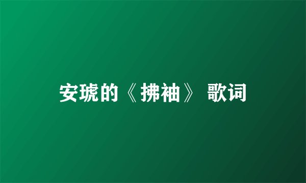 安琥的《拂袖》 歌词