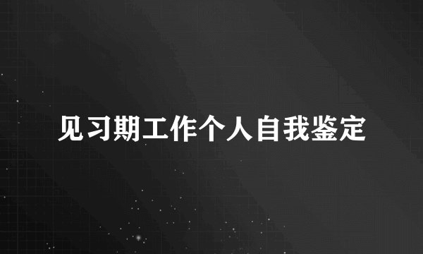 见习期工作个人自我鉴定