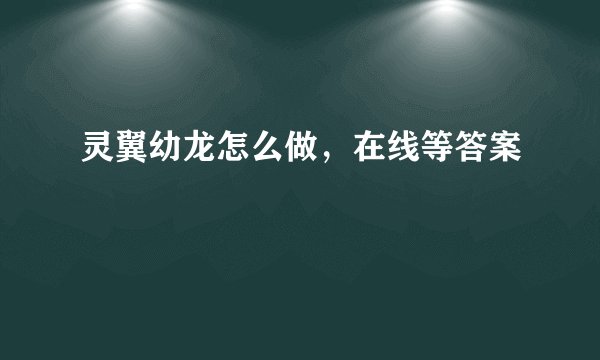 灵翼幼龙怎么做，在线等答案
