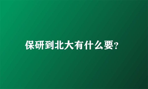 保研到北大有什么要？