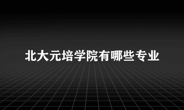 北大元培学院有哪些专业