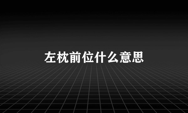 左枕前位什么意思