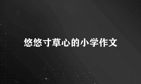 悠悠寸草心的小学作文