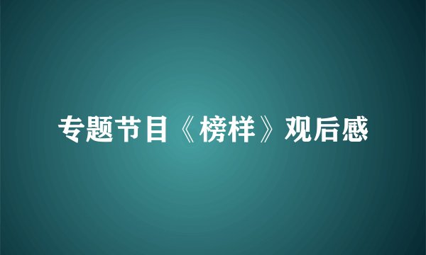 专题节目《榜样》观后感