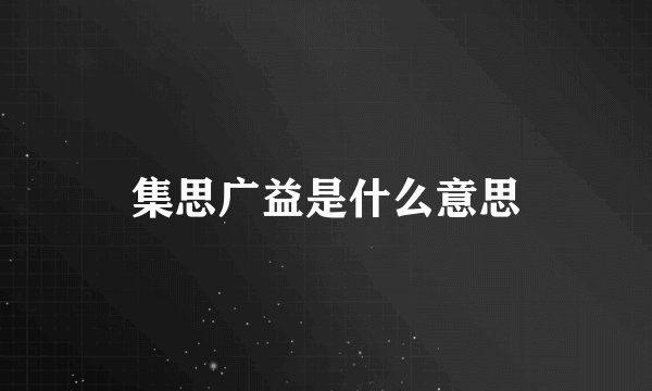 集思广益是什么意思