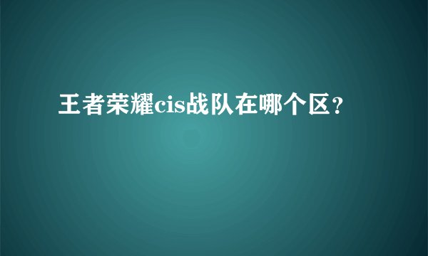 王者荣耀cis战队在哪个区？