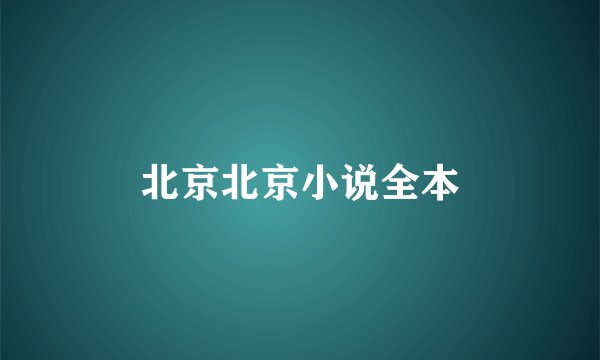 北京北京小说全本