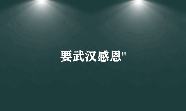 要武汉感恩