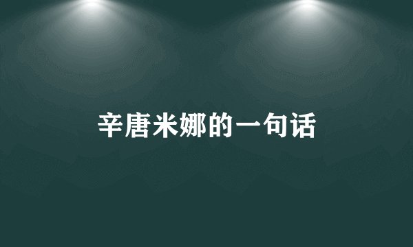 辛唐米娜的一句话