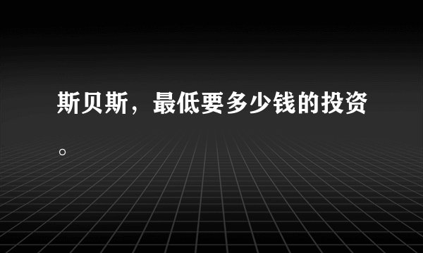 斯贝斯，最低要多少钱的投资。