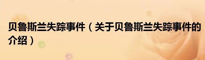 贝鲁斯兰失踪事件（关于贝鲁斯兰失踪事件的介绍）