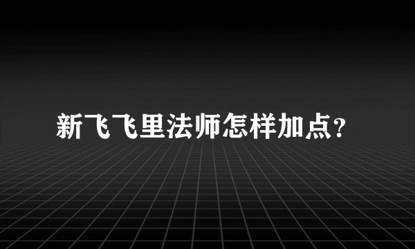 新飞飞里法师怎样加点？