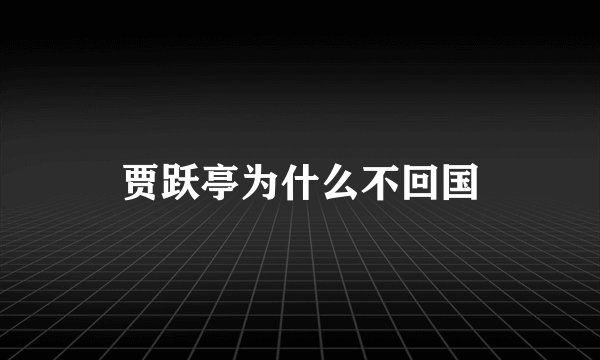 贾跃亭为什么不回国