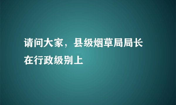 请问大家，县级烟草局局长 在行政级别上