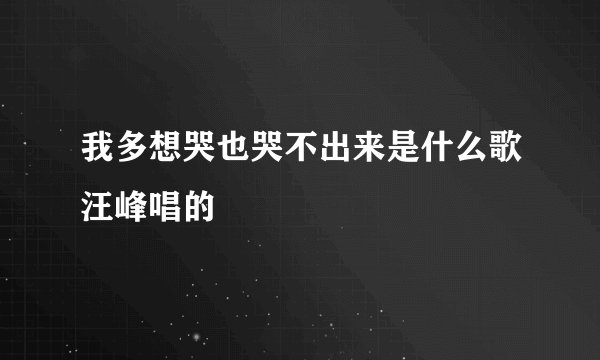 我多想哭也哭不出来是什么歌汪峰唱的